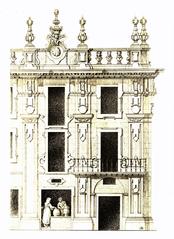 Architectural drawing plate 6 from Constantin Uhde's 1888-1889 travel documentation of monuments in Spain and Portugal, featuring detailed facade of La Plateria in Santiago de la Compostela