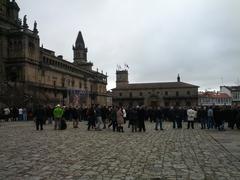 Broadcasting of memorial mass for Manuel Fraga at Obradoiro Square outside Santiago de Compostela Cathedral on TVG