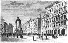 Upper market square with statue of Emperor Leopold I in Vienna