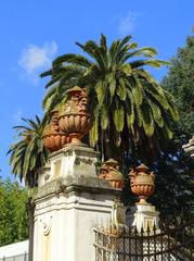 Ancient urns displayed at Palazzo Corsini alla Lungara in Rome, Italy
