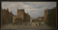 Jan van Eyck Square in Bruges illustrated in 1865 by Antoon L. Joostens