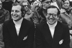 Ice skating competition at the first ISSL World Cup for professionals held at De Uithof in The Hague on January 6, 1973 showing skaters Morris and Nealy