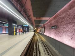 Budapest Lehel tér M3 metro station interior with escalators and signage