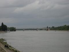 Árpád híd (Arpad Bridge) over the Danube River in Budapest, Hungary at sunset