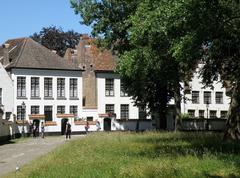 Begijnhof inner courtyard north side in Brugge featuring beguine houses 12, 14, and 16