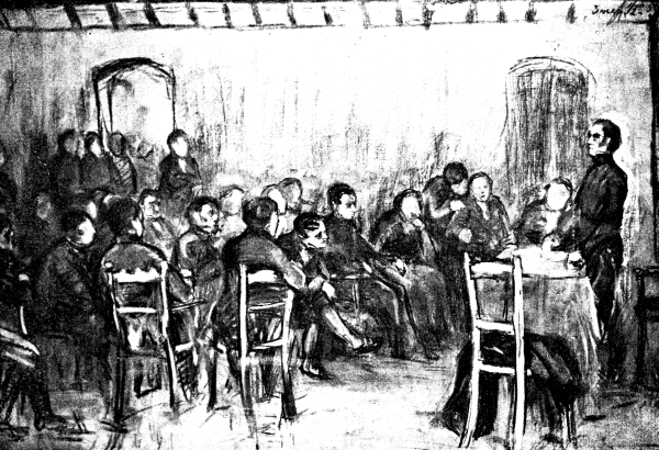 Charcoal sketch of the 1813 April Congress by Uruguayan painter Carlos María Herrera