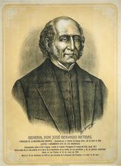 Bust drawing of José Artigas in civil clothing with facsimile signature, lithograph by J. Gouarnalusse, Montevideo printer La Anticuaria, ca. 1880-1900