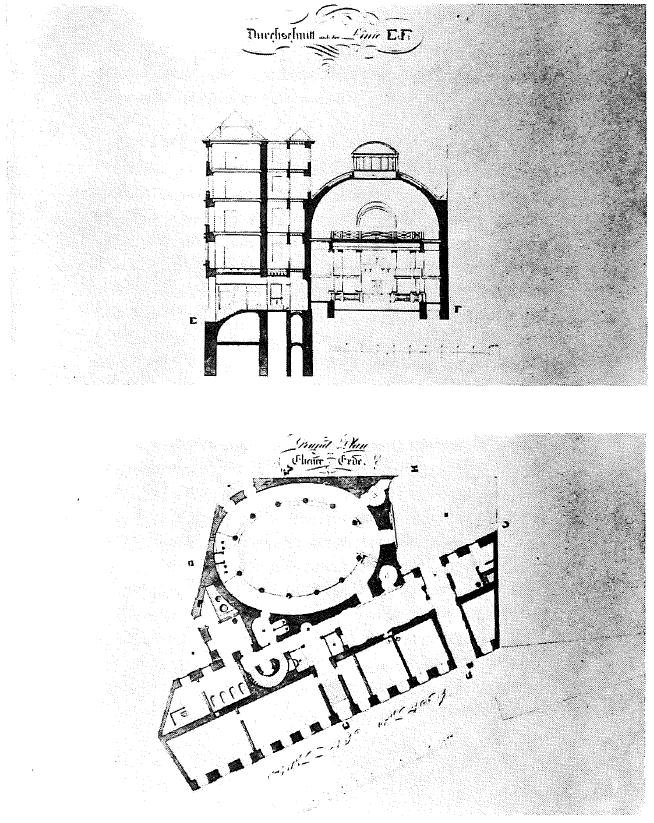 Architectural plan of temple in Seitenstettengasse by Josef Kornhäusel