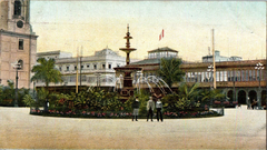 La Pila fountain in Lima's Plaza de Armas, Peru, historical landmark