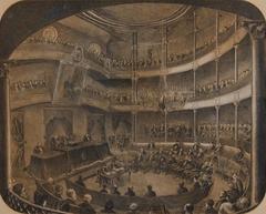 Domingo F. Sarmiento reading first speech as President of Argentina to Parliament in 1872
