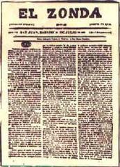 Front page of Periódico El Zonda newspaper from San Juan, Argentina