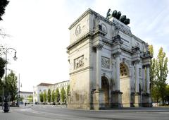 Siegestor arch on Ludwigstraße in Munich under blue sky