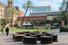Black granite sculpture with flowing water fountain by Angela and Hossein Valamanesh