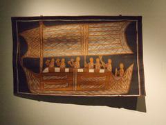 Aboriginal art displayed at Adelaide Museum in South Australia featuring traditional indigenous designs