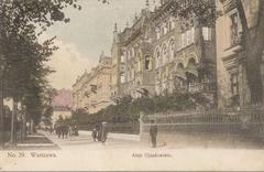 Aleje Ujazdowskie intersection with Matejki Street in Warsaw, 1908 black and white photo