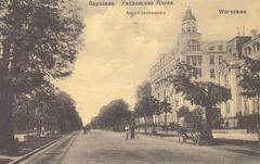 Aleje Ujazdowskie street in Warsaw before 1916 with historic buildings and early 20th century urban landscape