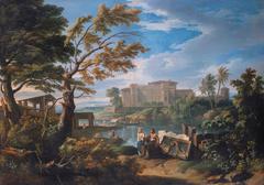 Landscape featuring the Belvedere of the Vatican with greenery and classical architecture