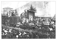 Pope Pius X receiving the people of Rome in a Vatican courtyard