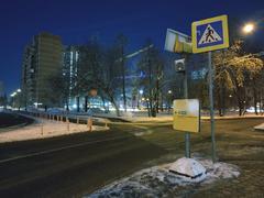 KM buses at Novye Cheryomushki bus stop on Kaluzhsko-Rizhskaya metro line during New Year tunnel works