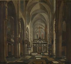 Interior of the former Sint-Donaaskerk church in Bruges around 1696