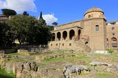 Ancient ruins at Sant'Omobono Area in Rome Italy
