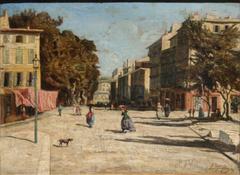View of La Canebière street from the Meilhan alleys in Marseille