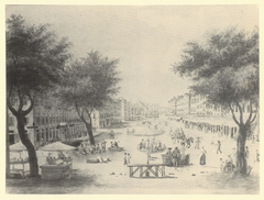Market scene on the Canebière street in Marseille in 1808, viewed from the Belsunce intersection