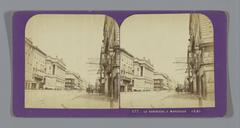 Vintage stereophoto showing street view of La Canebière in Marseille, 1862-1876