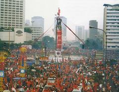 Members of Indonesian Democratic Party of Struggle with leader Megawati during 1999 General Election campaign