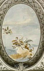 Watercolour painting of Teatro San Moisè ceiling fresco circa 1800 in Venice Italy