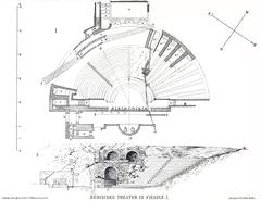 Historical plan of the Roman Theater in Fiesole by Oskar Delius around 1875