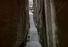 Mårten Trotzigs gränd alley in Stockholm's Gamla stan historic district with old buildings and cobblestone street