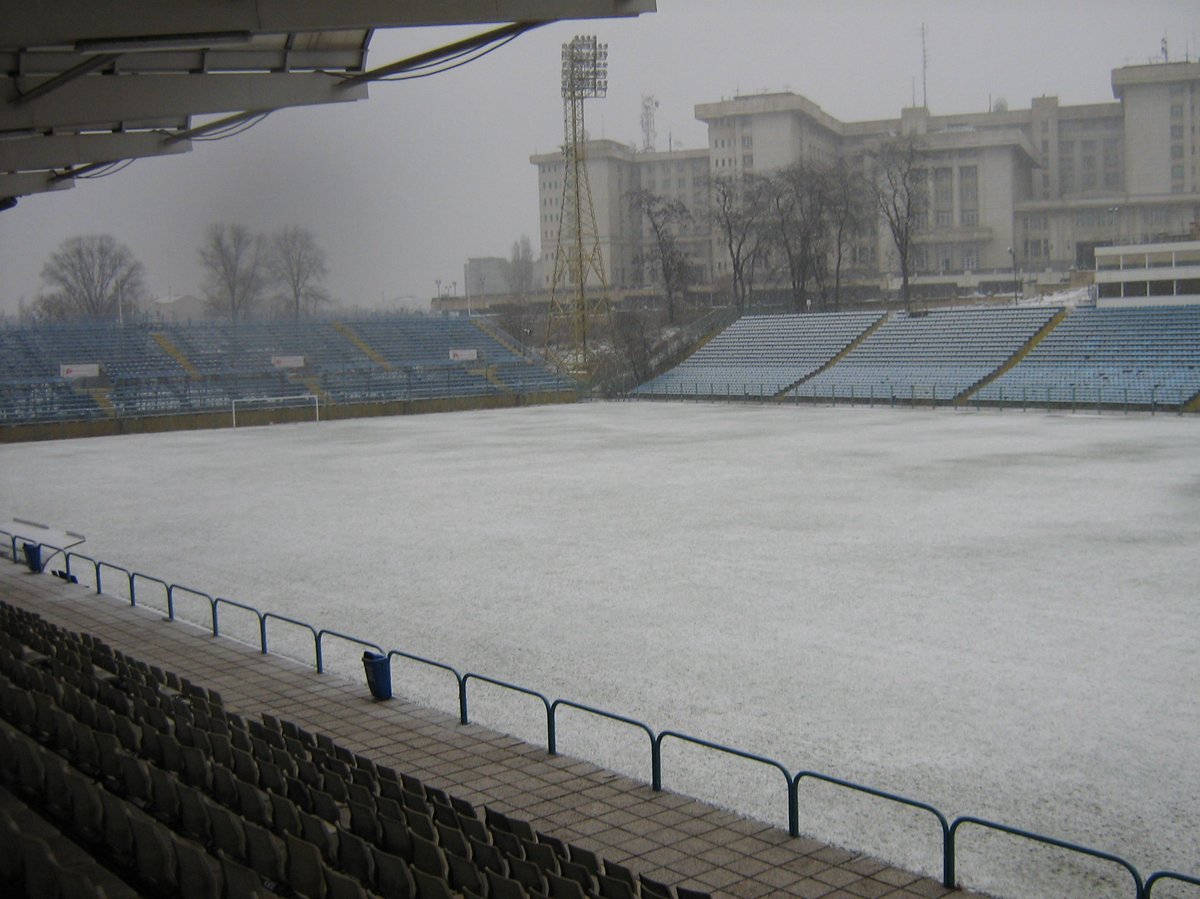Cotroceni Stadium in Bucharest with football field and seating