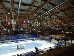 Speed skating stadium in Krylatskoye on the first day of the 2015 Short Track World Championship