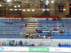 Speed skating stadium in Krylatskoye on the first day of the 2015 World Short Track Championships