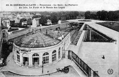 Panorama view of Gare Saint-Germain-en-Laye with parterre, forest in the distance, and Route des Loges