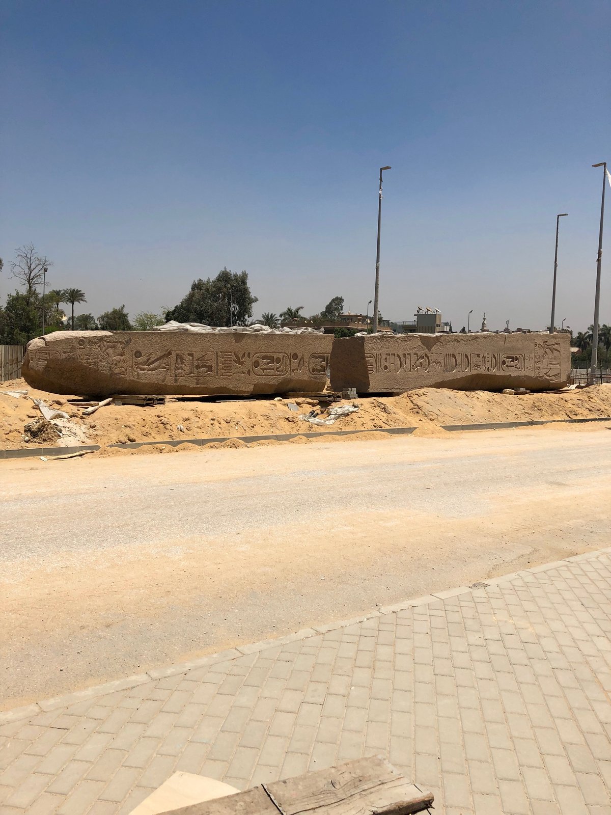 Broken Obelisk sculpture at Grand Egyptian Museum in Giza