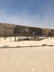 The Grand Egyptian Museum in Giza with the Great Pyramid of Giza in the background