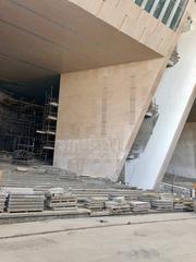 Exterior view of the Grand Egyptian Museum in Giza near the Pyramids