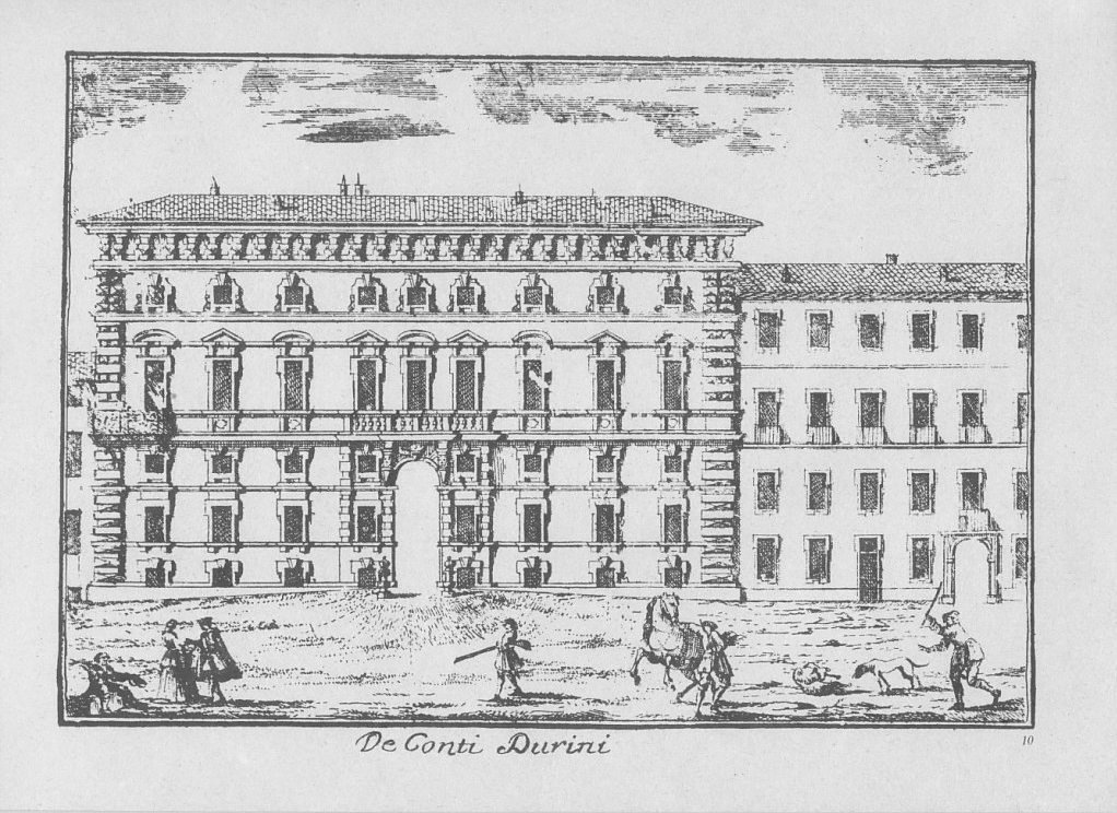 Engraving of Palazzo Durini owned by counts Durini in Milan by Marc'Antonio Dal Re
