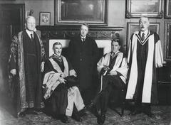 Provost's office at Trinity College Dublin 1927 with Provost Edward Gwynn, Lord Birkenhead, and William T Cosgrave