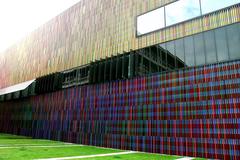 Brandhorst Museum facade with colorful vertical ceramic rods