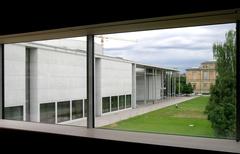View from the relaxation room at Museum Brandhorst overlooking the Pinakotheken art museums in Munich