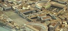 Scale model of the Circus Flaminius area in ancient Rome featuring the Porticos of Philippus and Octavia