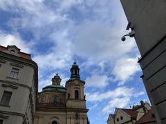 Photograph taken the day after a shooting, symbolizing life going on in Prague