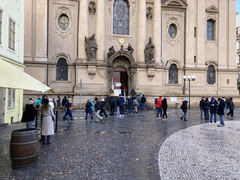 Prague street scene a day after a shooting depicting life going on