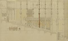 Architectural project drawing of a new theater design in Tiflis from 1887-1888