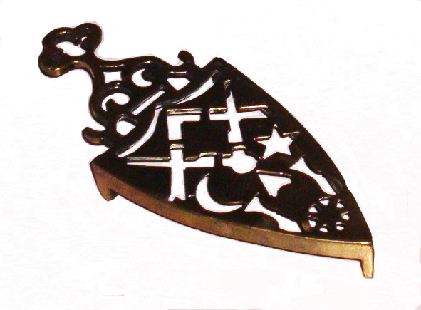 Masonic iron stand with intricate design from early 20th century England