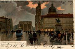 View of Ludwigstraße in Munich with Feldherrnhalle monument