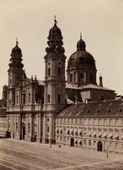Historic photograph of Theatinerkirche church in Munich around 1865